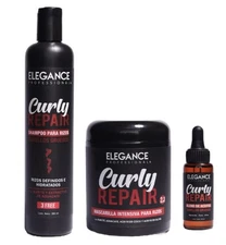 Elegance Curly Repair Rizos Gruesos (Incluye Shampoo, Mascara y Blend de Aceite)