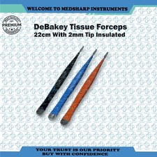 DeBakey Tissue Forceps Set of 3 Pcs 22cm With 2mm Tip Insulated Surgical