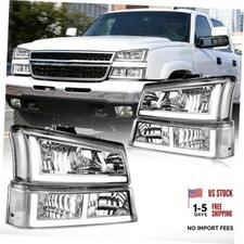 LED DRL Headlight Assembly for 2003-2006 Chevy Chrome Housing Clear Reflector