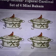 Temp-tations Figural Cardinal Set of 4 Mini Bakers - NIB