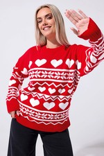 Yours Curve Women's Plus Size Fairisle Heart Knitted Jumper