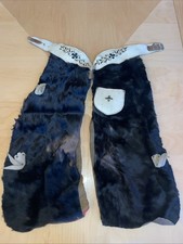 Rare Vintage Leather Belt & Bear Fur Skin Chaps Antique Old 25” Long