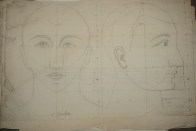 BEAUTIFUL 19TH CENTURY LEAD MINE DRAWING ACADEMIC STUDY NEOCLASSICAL FACE MAN