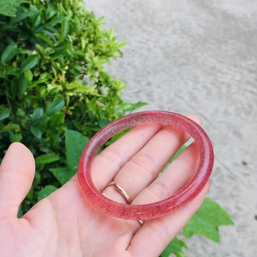 Inner Diameter 60mm Genuine Natural Ice Red Strawberry Quartz Gems