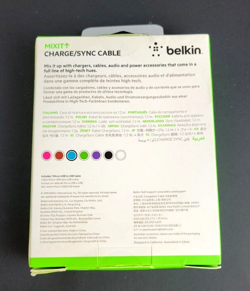 Blue Belkin MIXIT 4 ft Micro-USB to USB Cable for Mobile Devices - New & Sealed - Image 2 of 4