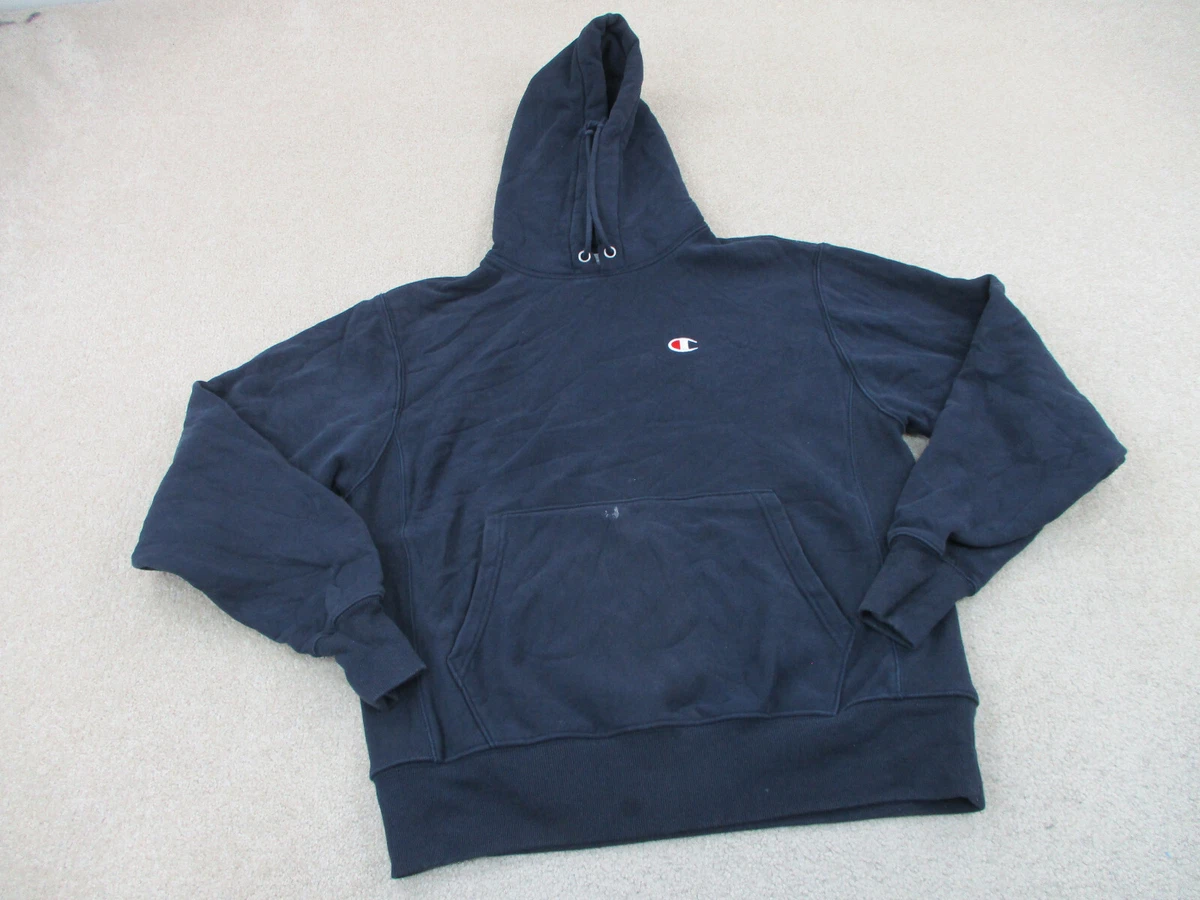 Champion Sweater Adult Medium Blue Logo Outdoors Hoodie Reverse Weave Mens A70