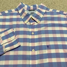 IZOD Saltwater Mens XL Shirt Multicolor Plaid Long Sleeve Button-Down Cotton