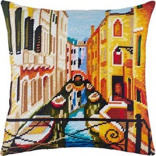 DIY Needlepoint/Tapestry vintage throw pillow cover "VENICE" embroidery kit