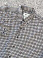 Eddie Bauer Button Up Shirt Mens Size Large Long Sleeve Beige Check