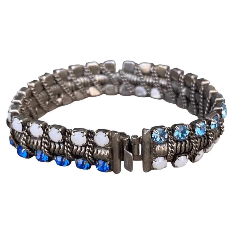 Pulsera Dannijo Azul/Blanco Cristal/Opal Giulia Eslabón de Cadena Gunmetal Foto 2 de 4