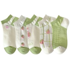 Spring New 5 Pairs Womens Girl Cotton Crew Socks Strawberry Dress Work Socks