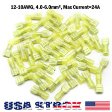 50Pcs 12-10 Gauge Nylon Female Crimp Wire Connectors Insulated Spade Terminal