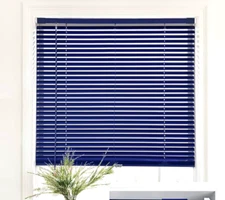 Maximum Room Darkenting 35”x64” Vinyl Mini Blinds Tassel Navy Blue Home Creation