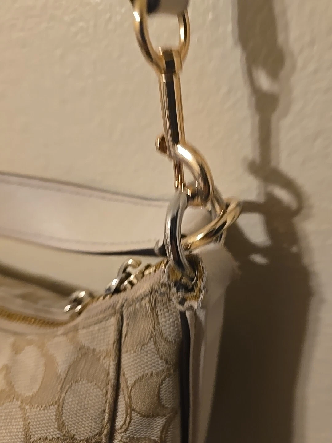 Borsa a tracolla Coach Celeste Hobo borsa in tela beige marrone F58284