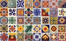40 Assorted 6x6 Mexican Ceramic Tiles Talavera Handmade Hand Painted Tile #002