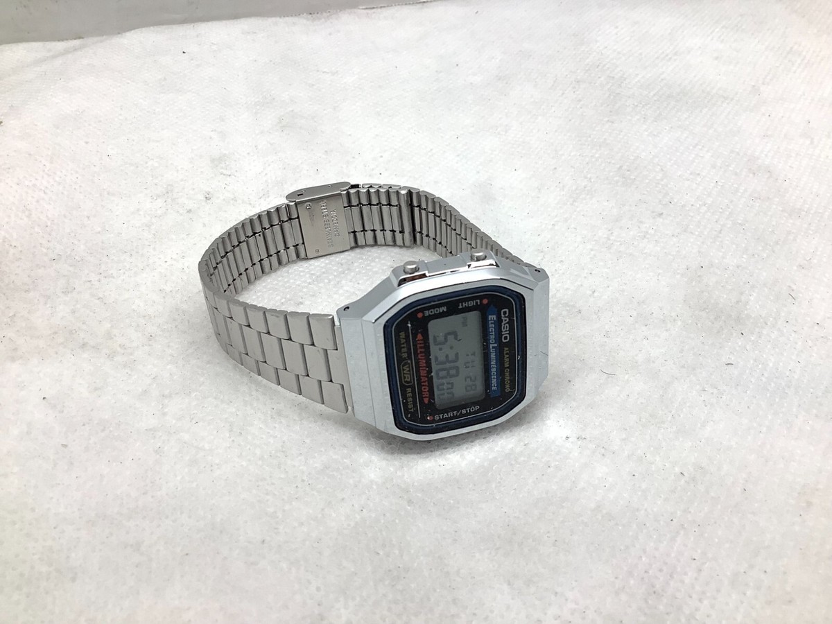 CASIO A168 QUARTZ DIGITAL WATCH ALARM CHRONO ELECTRO LUMINESCENCE 