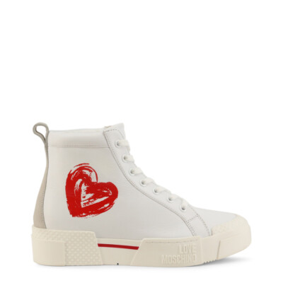 LOVE MOSCHINO WOMEN SNEAKERS IN WHITE MID TOP STYLE JA15455G0DIAC_10A