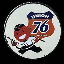 PORCELAIN UNION 76 GASOLINE  ENAMEL SIGN 30X30 INCHES DOUBLE SIDED