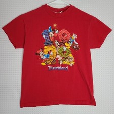 VTG DisneyLand Red Shirt Youth Medium Mickey Minnie Donald Goofy Pluto