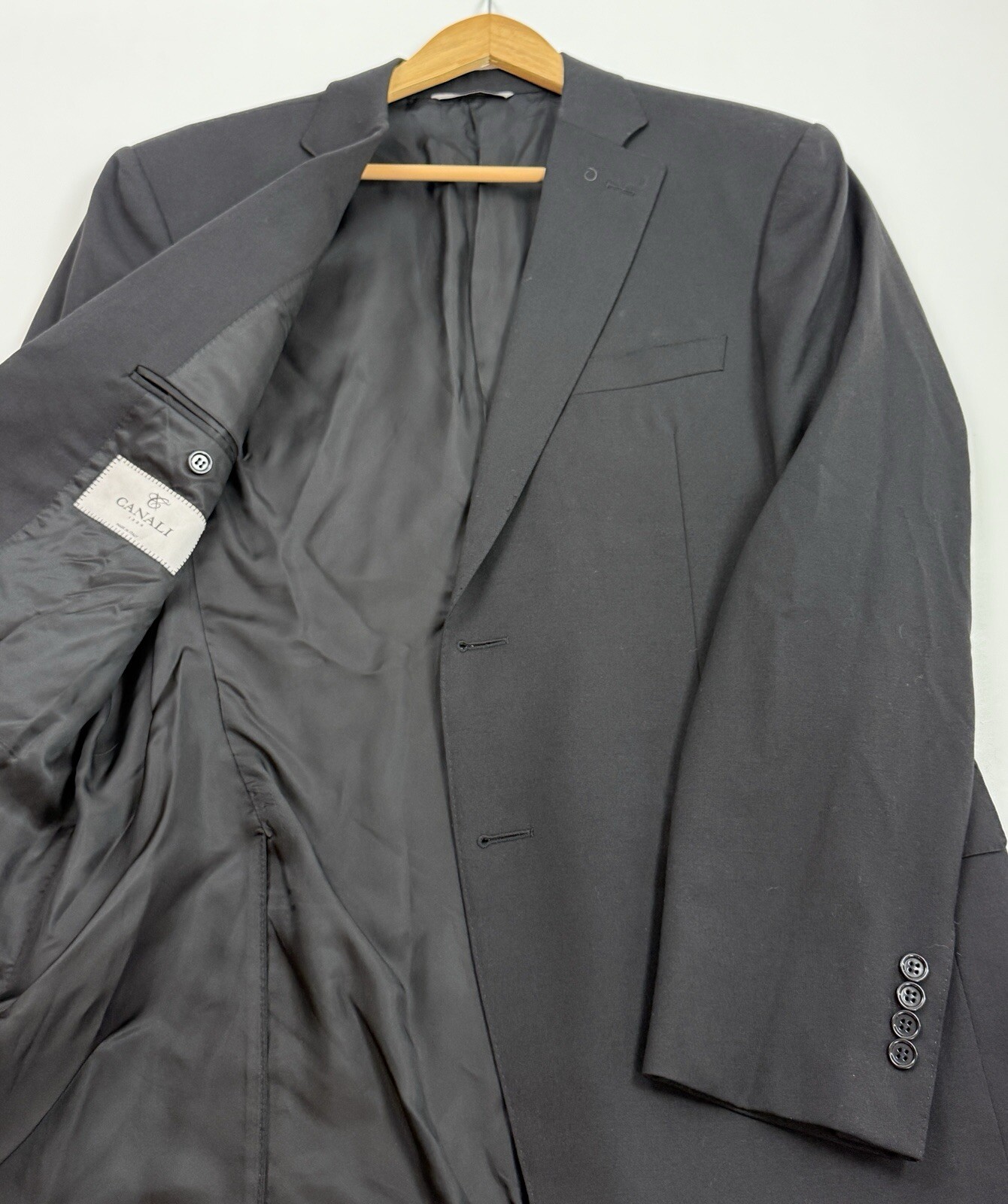 CANALI  Solid Black Two Button  Suit Jacket Size … - image 5