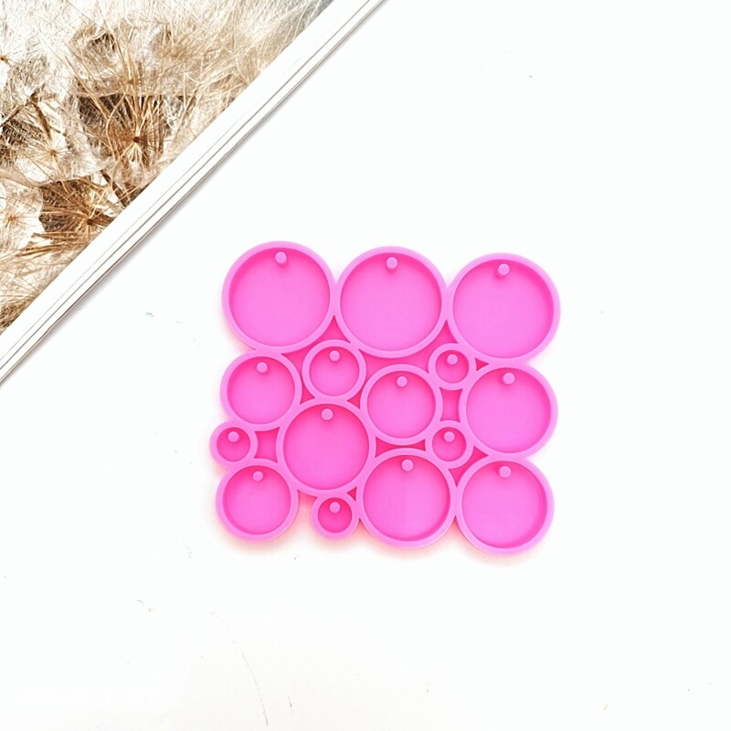 Round Keychain Mold Silicone Resin Mold Circle Keychain Pendant with