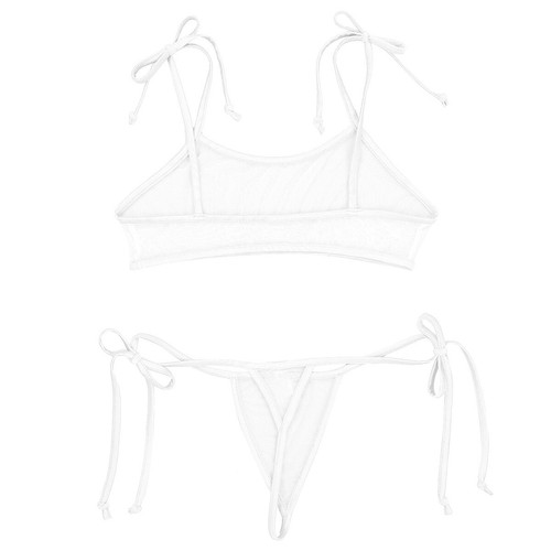 Womens Micro Bikini Set Mesh Micro Bra Top Side Tie G-String Thong Mini Swimwear - Picture 56 of 123