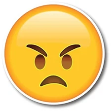 Magnet Me Up Angry Face Emoticon Magnet Decal, 5 Inch Round, Cute Self-Expressio