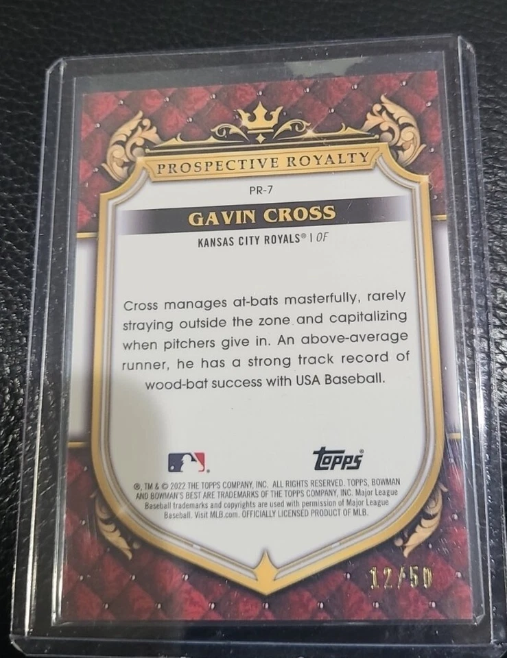 2022 Bowman's Best Gavin Cross Prospective Royalty Lava Refractor /50 Royals - Image 4 of 4