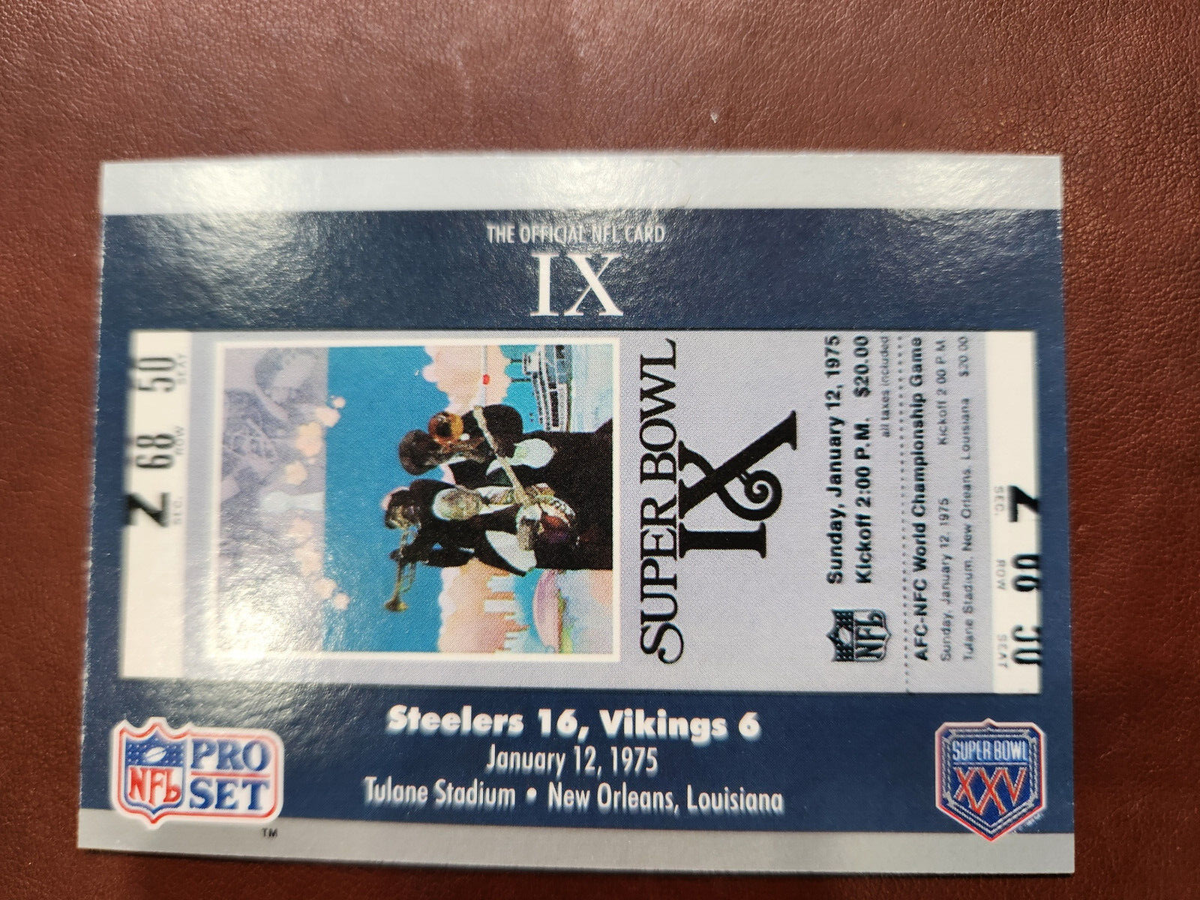 SB IX Ticket 1990 Pro Set Super Bowl XXV Silver Anniversary #9