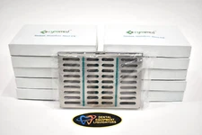 10 Brand New German Stainless Dental/Medical Sterilization Cassettes Green Rails