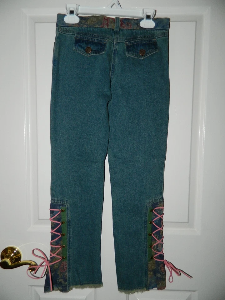 Pantalones vaqueros LITTLE MASS niñas con cordones parche embellecido BLING* 8 nuevos Foto 4 de 4