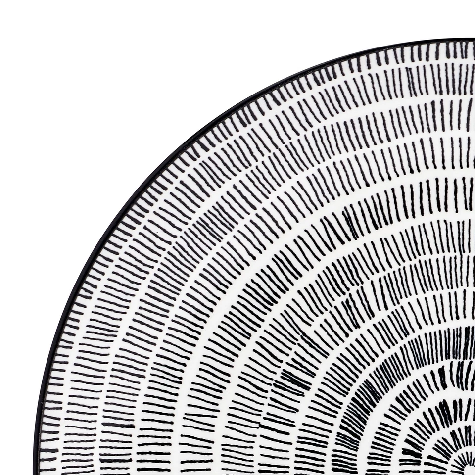 Sketch Serenade Geometric 12 Piece Plates Bowls Dinnerware Set, Black and White - Image 3 of 4