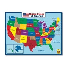 United States Laminated Map Poster Dry-Erase Double-Sided 17x23in Educational