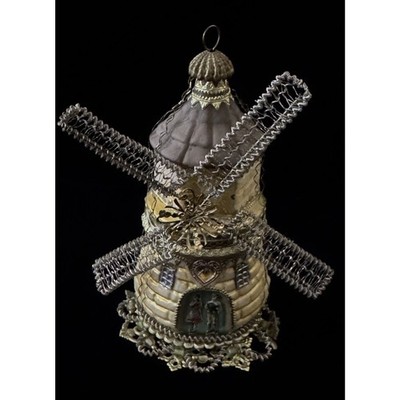 D Blumchen & Co Windmill Wire Blown Glass Ornament ''Old Dutch Mill'' 2003