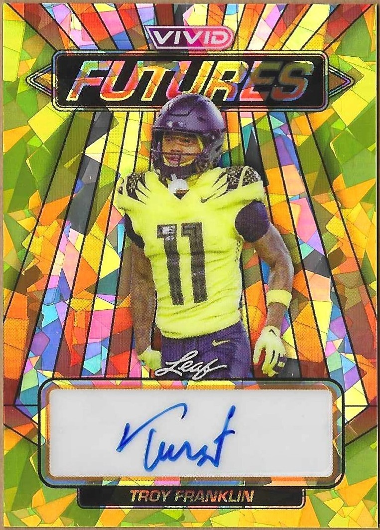 Troy Franklin Leaf Vivid Vivid Futures Autographs #VFTF1 Yellow Crystal