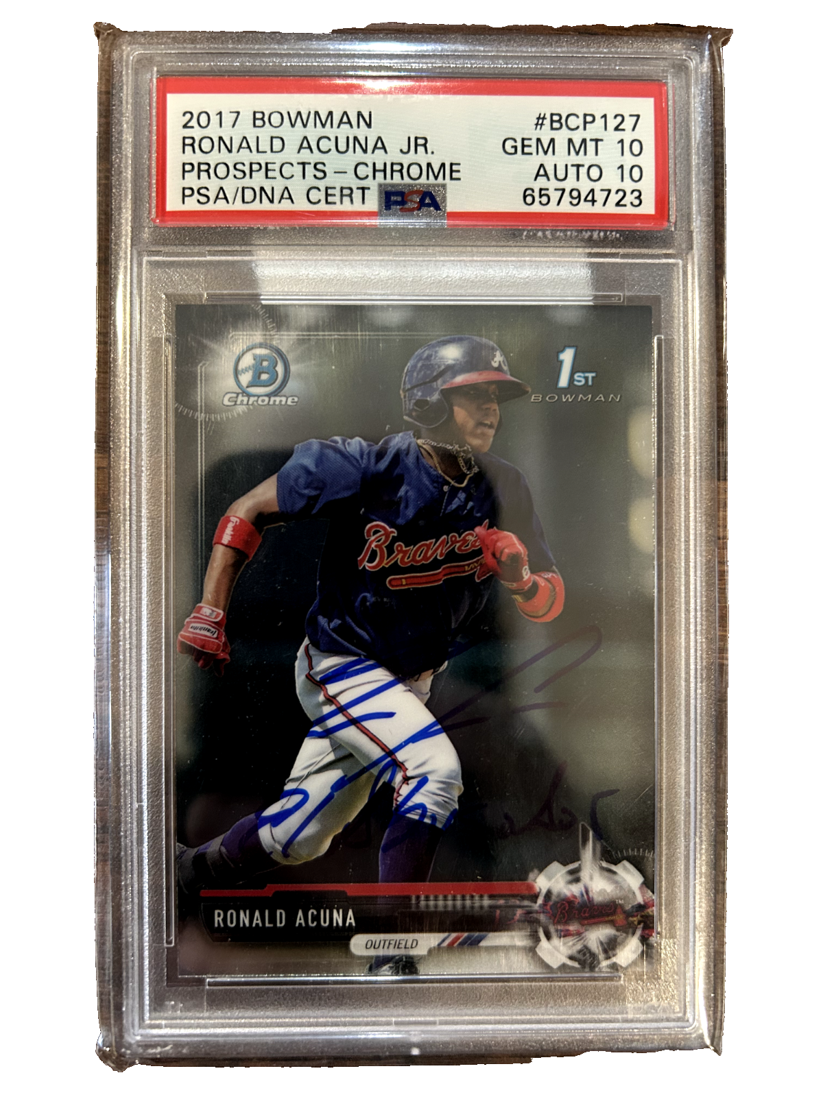 Ronald Acu a Jr. Atlanta Braves 2017 Bowman Chrome Ronald Acuna Jr. PSA 10/Auto 10 TRUE GEM MINT 