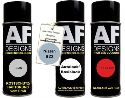 Spraydose Set für Nissan B22 Ice Blue Metallic Autolack Klarlack Grundierung Spr