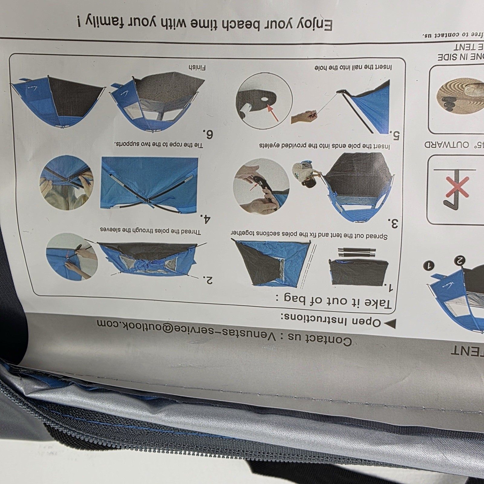 Venustas Outdoor Beach Tent Portable Sun Shelter w/ Carry Bag 