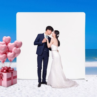 Wedding Arch Backdrop Stand Square Balloon Metal Frame withWhite Cloth Cover TOP