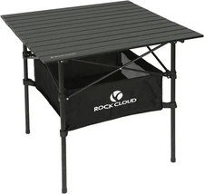 ROCK CLOUD Portable Camping Table Aluminum Folding Camp Black 28x28 in 