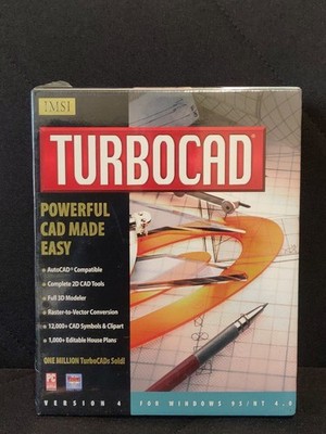 Sealed TURBOCAD Version 4 Powerful Made Easy Windows Symbols Art 1997 IMSI