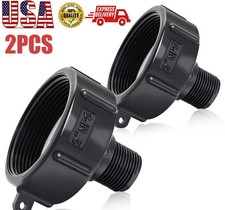 2PCS 275 330 G IBC Tote Adapter 2 NPT (NPS) Fine Thread x3/4 Male Garden Hose US