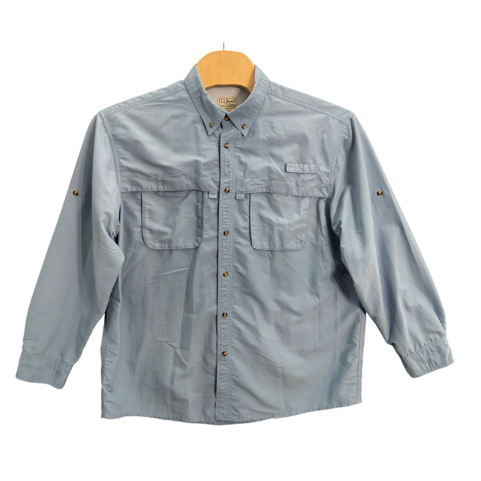 LL Bean Mens XL Blue Fishing Shirt Long