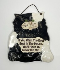 Vintage Smokey Mountain Pottery Kitty Wall Plaque YOU  LL HAVE TO MOVE THE CAT