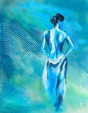 Original Painting. Romantic Female Figurative Art. Hand-Painted. 14x11 Canvas