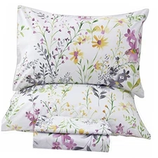  Floral Size Sheet Sets - Yellow Wild Flower Botanical Pattern Queen Multicolor
