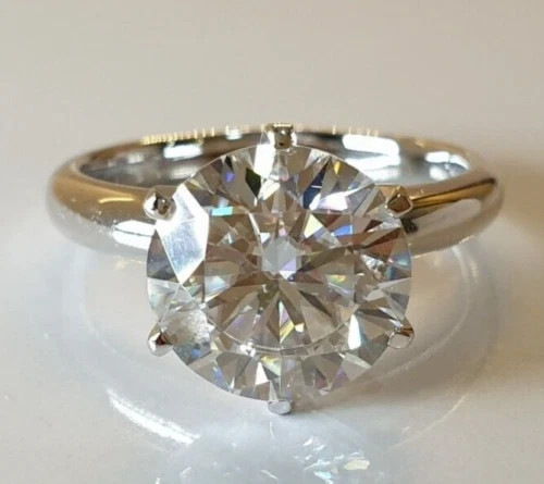 RARE 8.40 Ct Certified  White Treated Diamond Solitaire Ring In 925 Silver