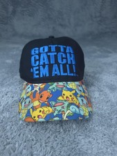 Pokemon Hat Cap Snap Back Youth Black Blue Gotta Catch Em All Pikachu Charmander