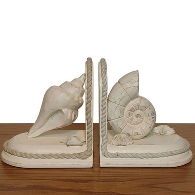 Seashell Book Ends Whitewashed Coastal Nautical Beach Midwest of Cannon Falls