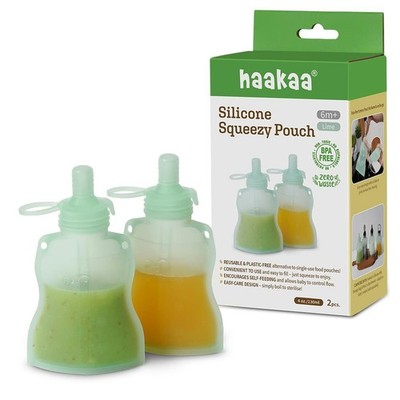 haakaa Silicone Yummy Pouch 4.5 oz   Reusable Silicone Snack & Smoo... Fas